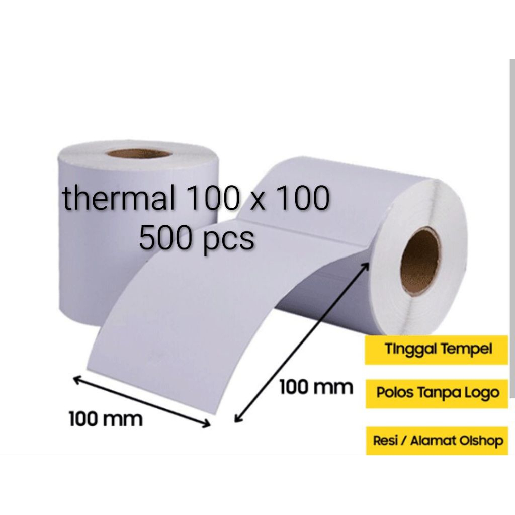 thermal 100x100 mm thermal stiker 500 pcs per rol goldwin kertas resi