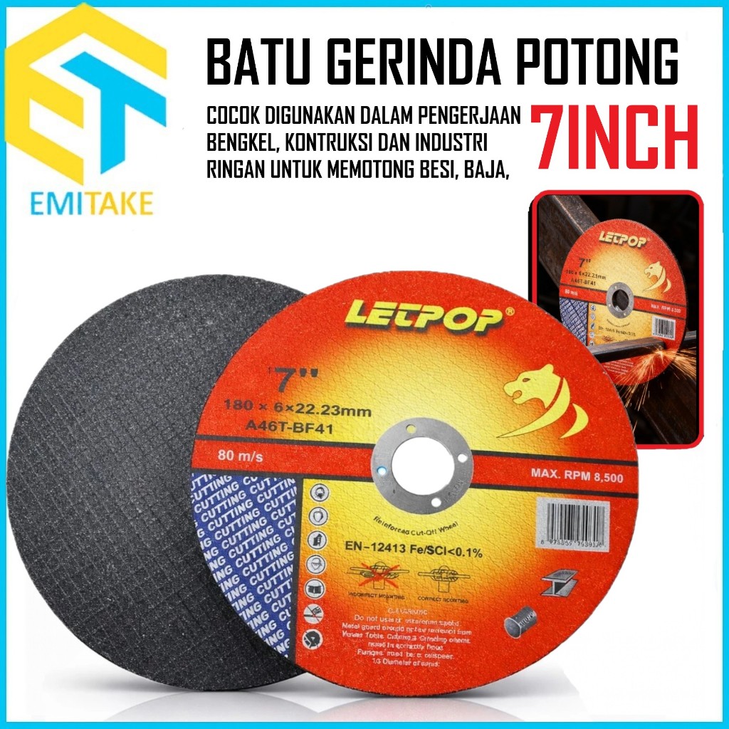Mata Gerinda Potong Besi 7inch Mata Mesin Cut Off Wheel Mesin Serkel 7" x 1.6mm