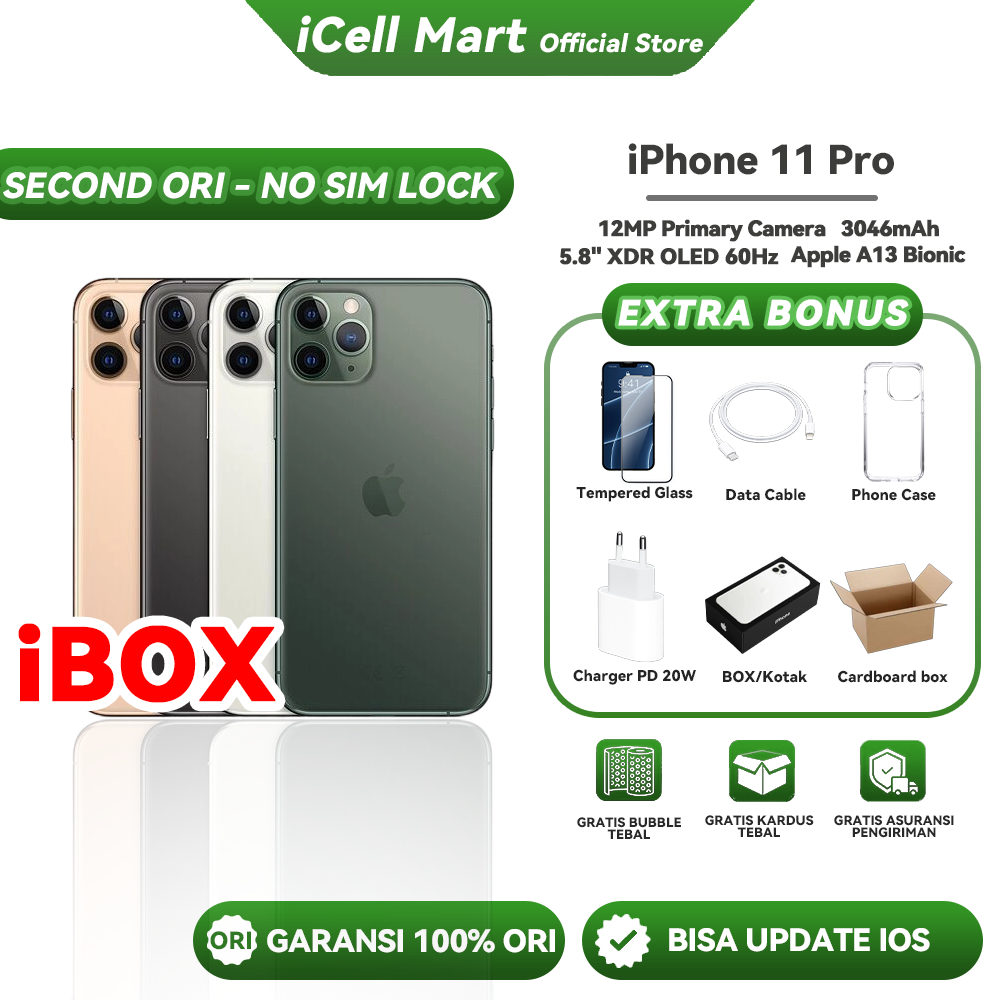 IBOX IPHONE 11 PRO 256GB/64GB FULLSET MULUS SECOND 11 PRO CELL PHONE GOOD CONDITIONS 95+