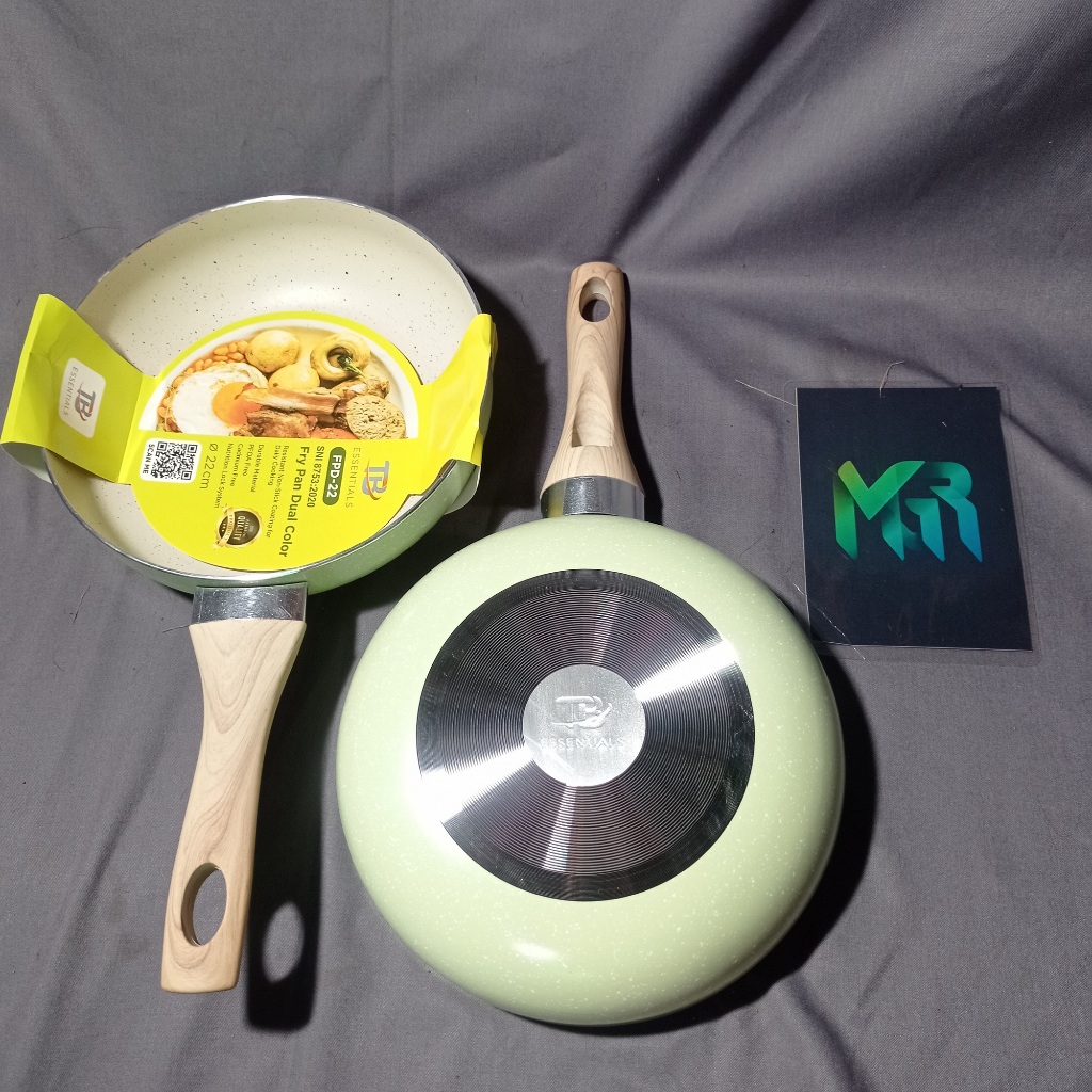 Wajan Frypan 22CM Teflon Dual Color TB Tanpa Tutup, Anti Lengket dan Multifungsi