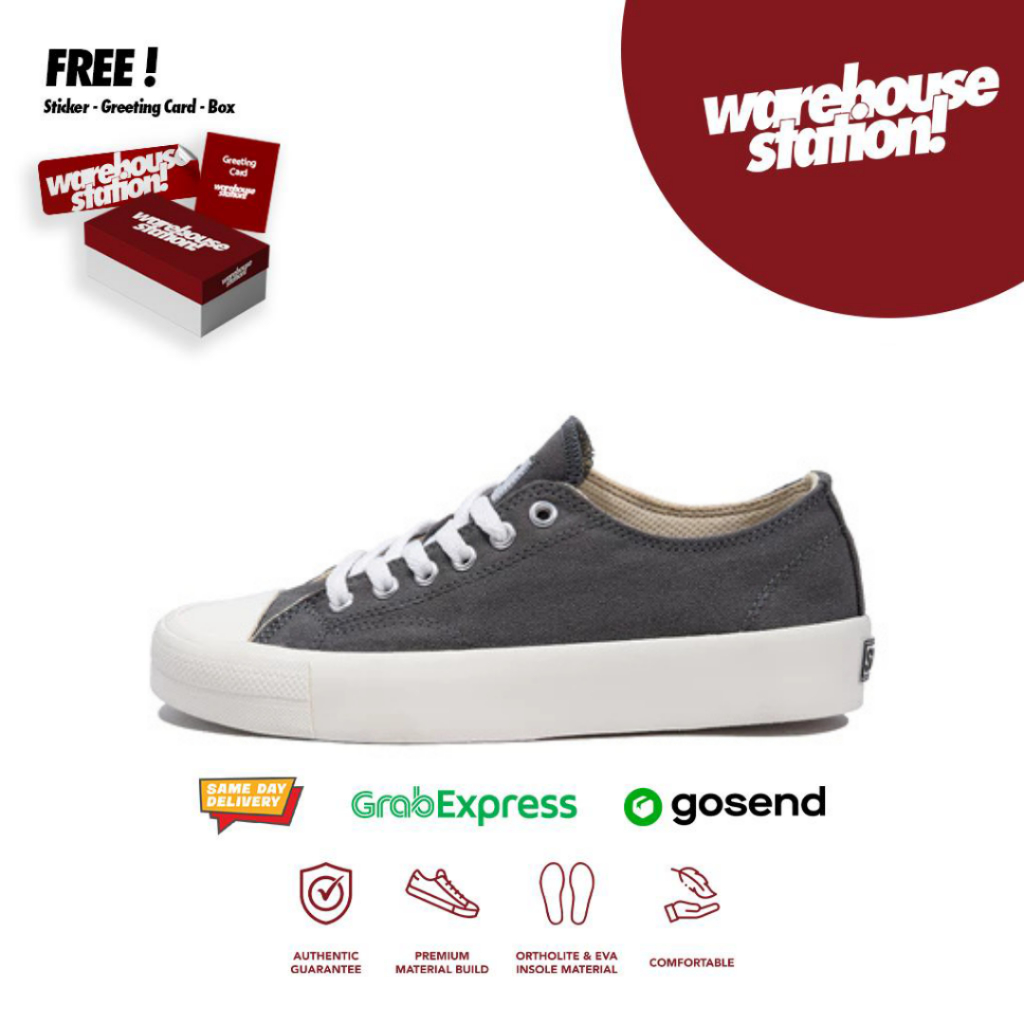 SABA Vintage Grey White - Sepatu Sneakers Casual Pria Wanita
