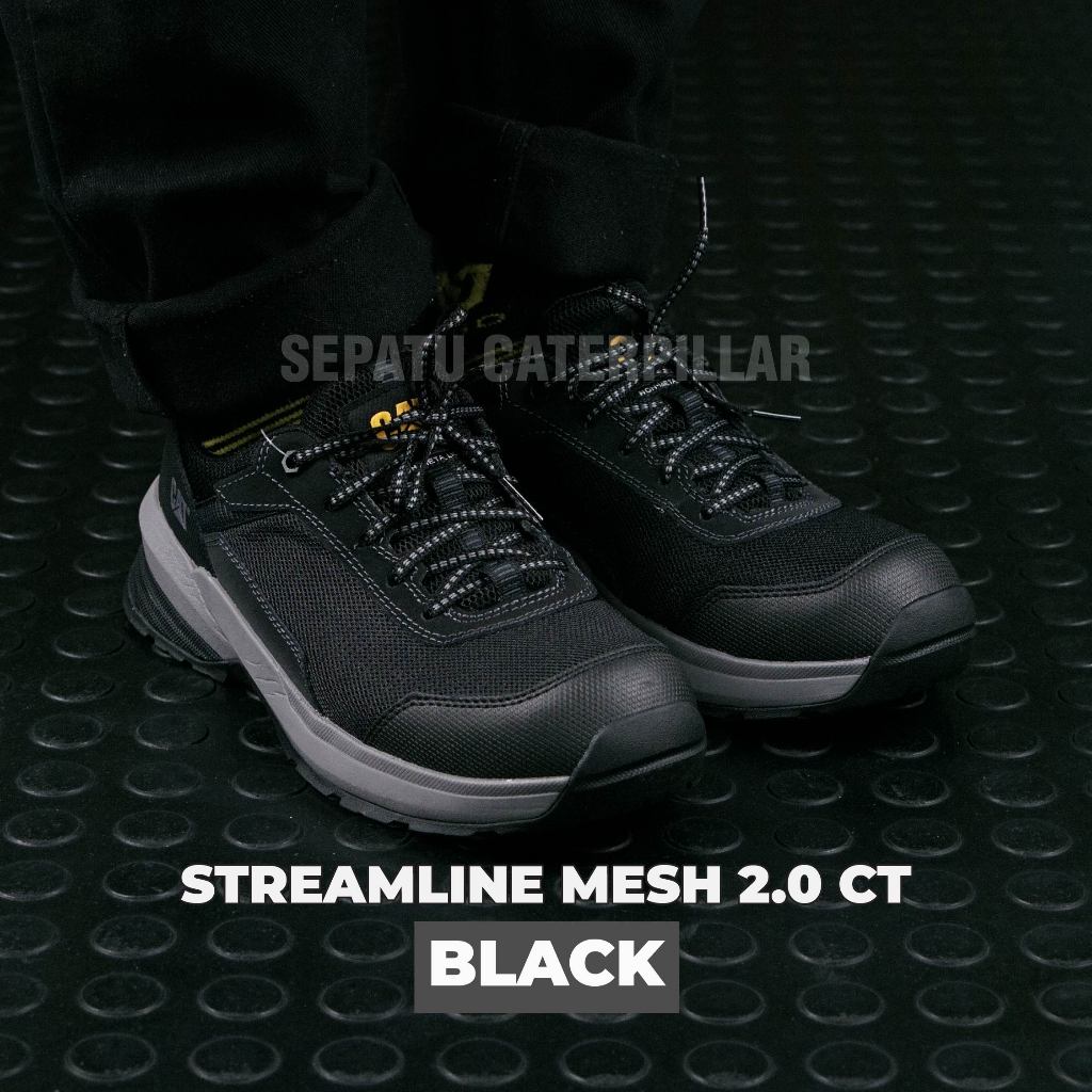 Sepatu Safety Caterpillar streamline Mesh 2.0 Composite Toe Black Original ASTM Standard
