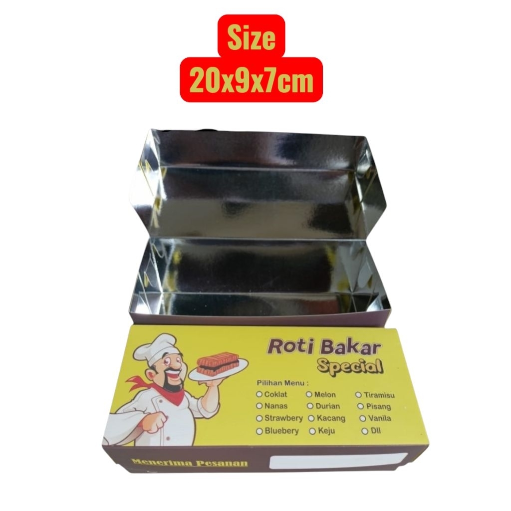 Box Roti Bakar Bandung/Kertas Roti Bakar/Kotak Roti Bakar/Kemasan Roti Bakar  UK 20x9x7cm