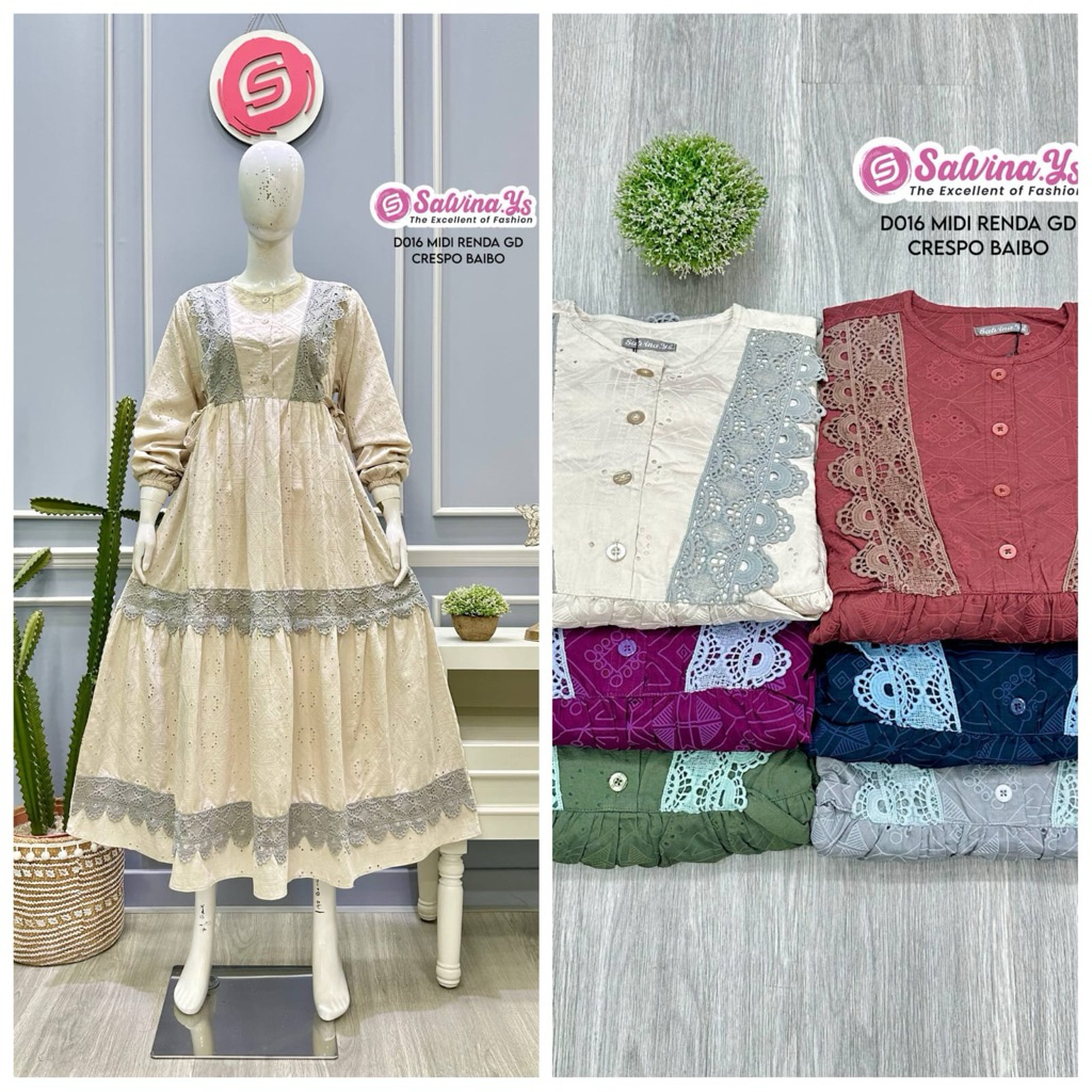 Gamis dress salvina renda krinkle terbaru wanita muslim