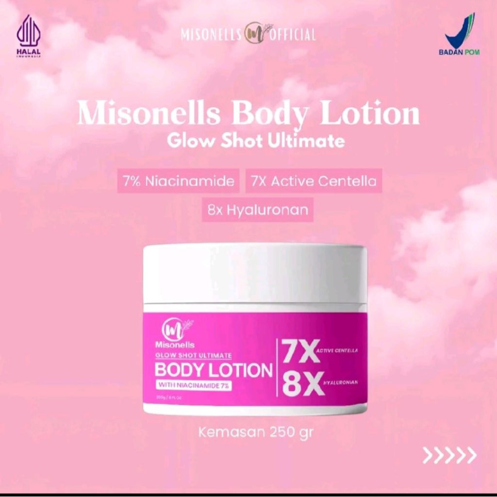 MISONELLS BODY LOTION NIACINAMIDE 7% BPOM ORIGINAL GLOW SHOT ULTIMATE EXTRA WHITENING