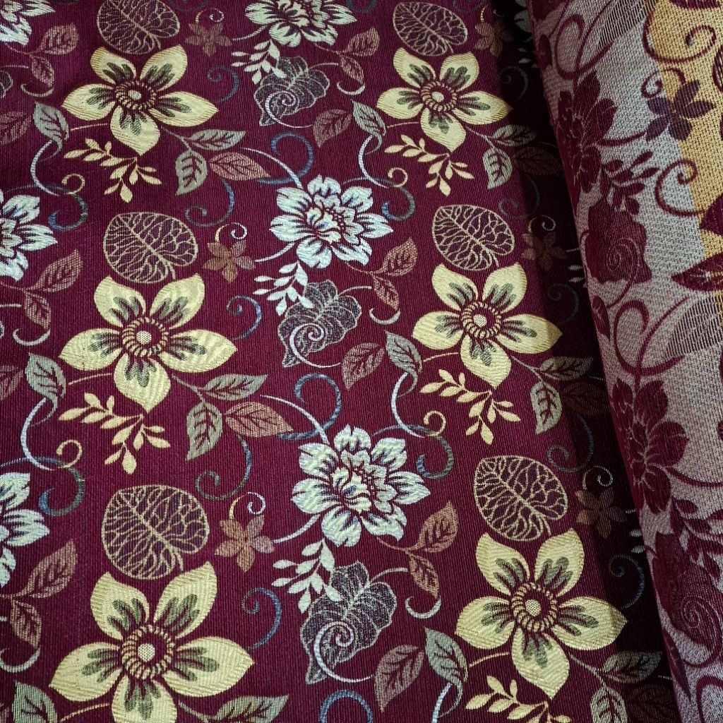 Kain Sofa Chenil Bunga Gold // Sarung Kursi Sofa Cenil meteran // Kain Motif Kursi Sofa