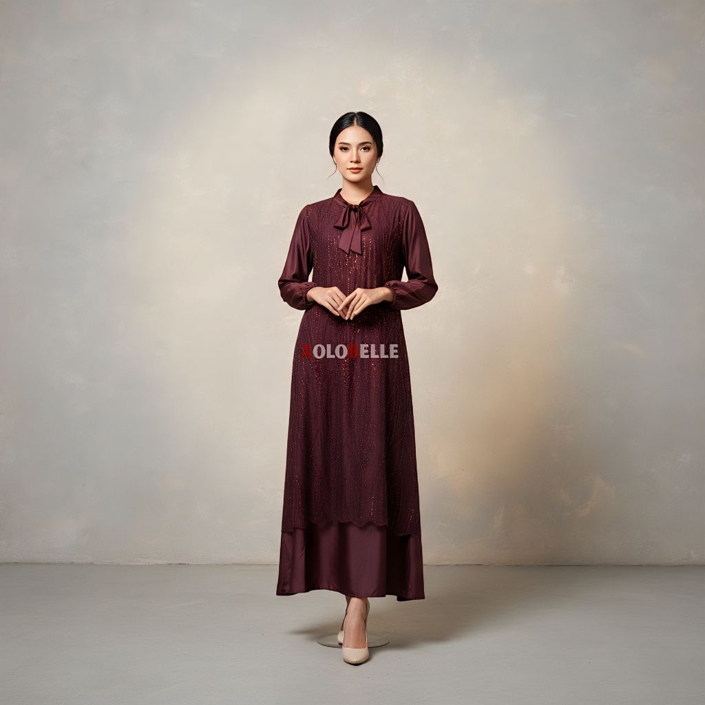 Gamis Elegan Dengan Sentuhan Brokat, Gamis Pesta, Cantik, Anggun, dan Nyaman Seharian