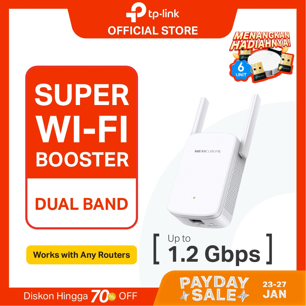 TP-Link | Mercusys ME30 | AC1200 WiFi Extender | Dual Band | Penguat Sinyal | Repeater | Access Poin