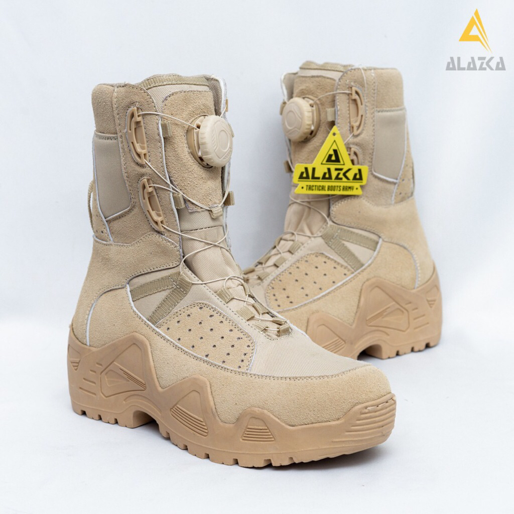 Sepatu PDL Cream Kemhan PNS Satpol PP Model Predator Tali Putar