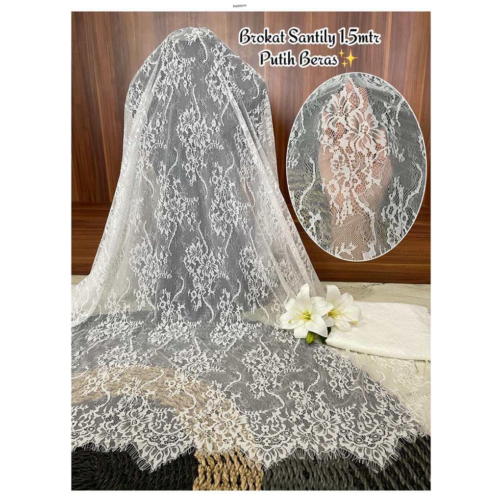 Brokat Santily (Chantilly) / Chantilly Lace Premium / Yoryo 3D Embroidery / Bordir Yoryo 3D