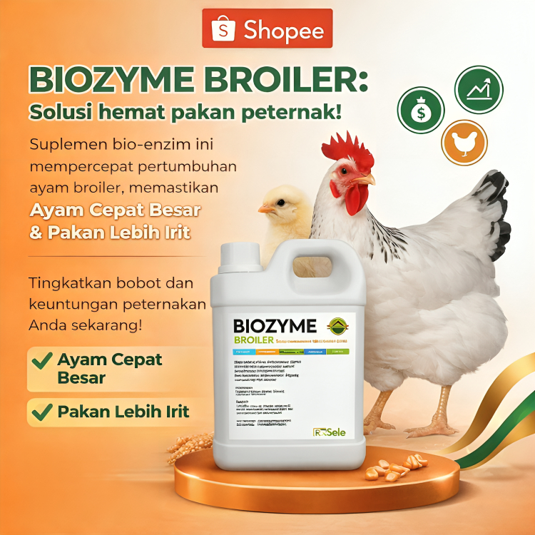 BIOZYME BROILER Vitamin Penggemuk Ternak Ayam Broiler Cair 1 Liter Nafsu Makan Naik & Pertumbuhan Me
