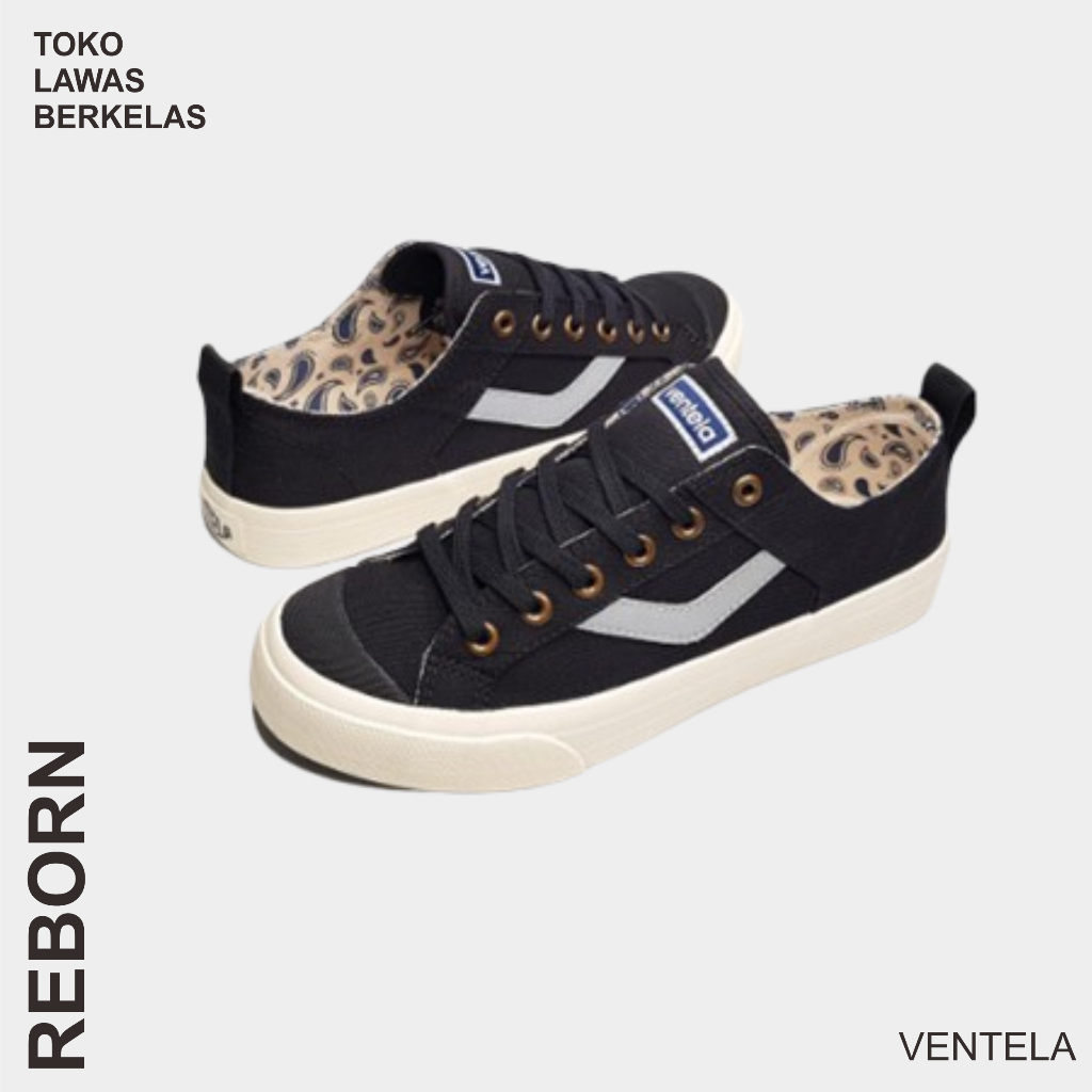 Sepatu Ventela Reborn Reflective Black Natural - Sepatu Ventela HItam