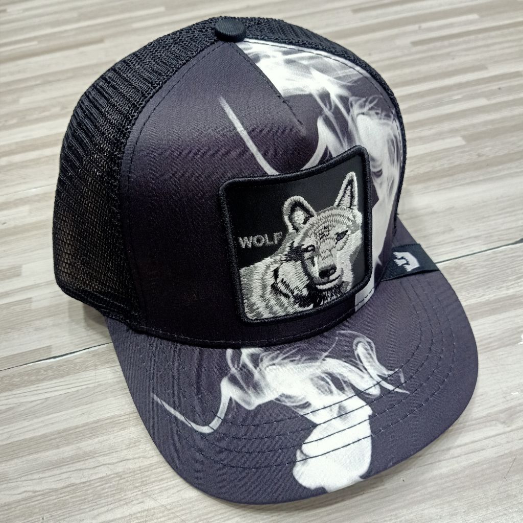 Topi Trucker Wolf topi baseball jaring unisex