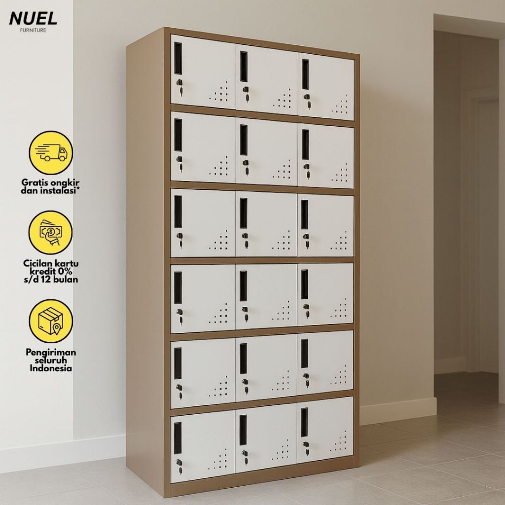 NUEL Loker Besi Kabinet / Locker Steel Cabinet / Loker Sekolah Pegawai Staff 18 Pintu