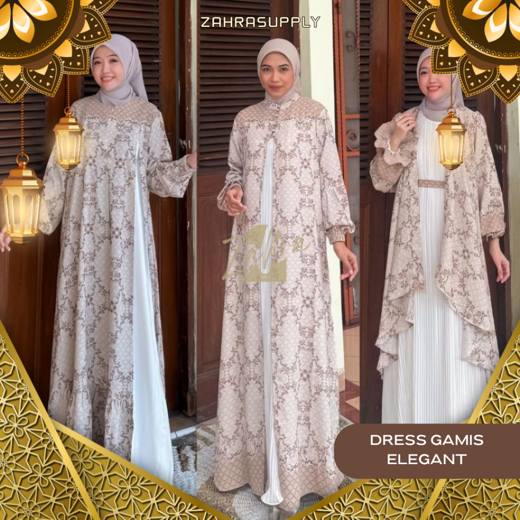 ZAHRASUPPLY - Raya Series Marsya Dress Elegant Baju Seragaman Keluarga Gamis Lebaran Kondangan Musil