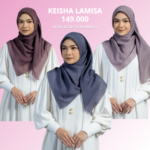Elzatta Jilbab Segiempat Polos Keisha Lamisa Jilbab Polos Premium Bahan Dior 115x115cm Elzatta