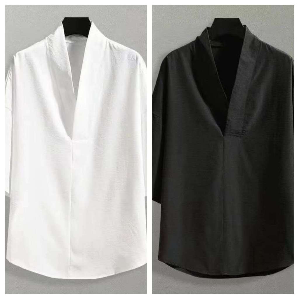 Blouse Wanita Polos Minimalis | Atasan V Neck Elegan | Kemeja Santai Kerja Harian - XL