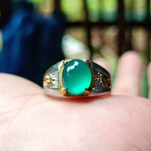 Natural Cincin Akik Bacan Blue Relaxsa Super Kristal Giwang