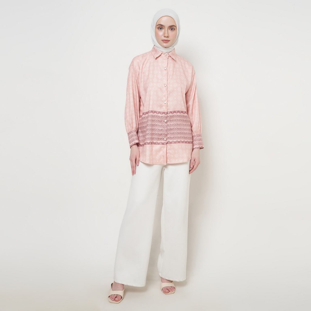 ASK  - Atasan Kemeja Wanita Lengan Panjang Kemeja Wanita Motif Atasan Wanita Kemeja15