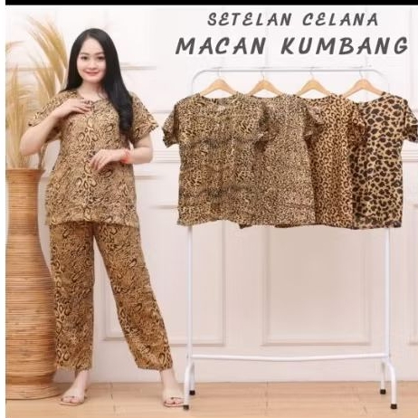 Setelan/one set/daster motif macan tutul