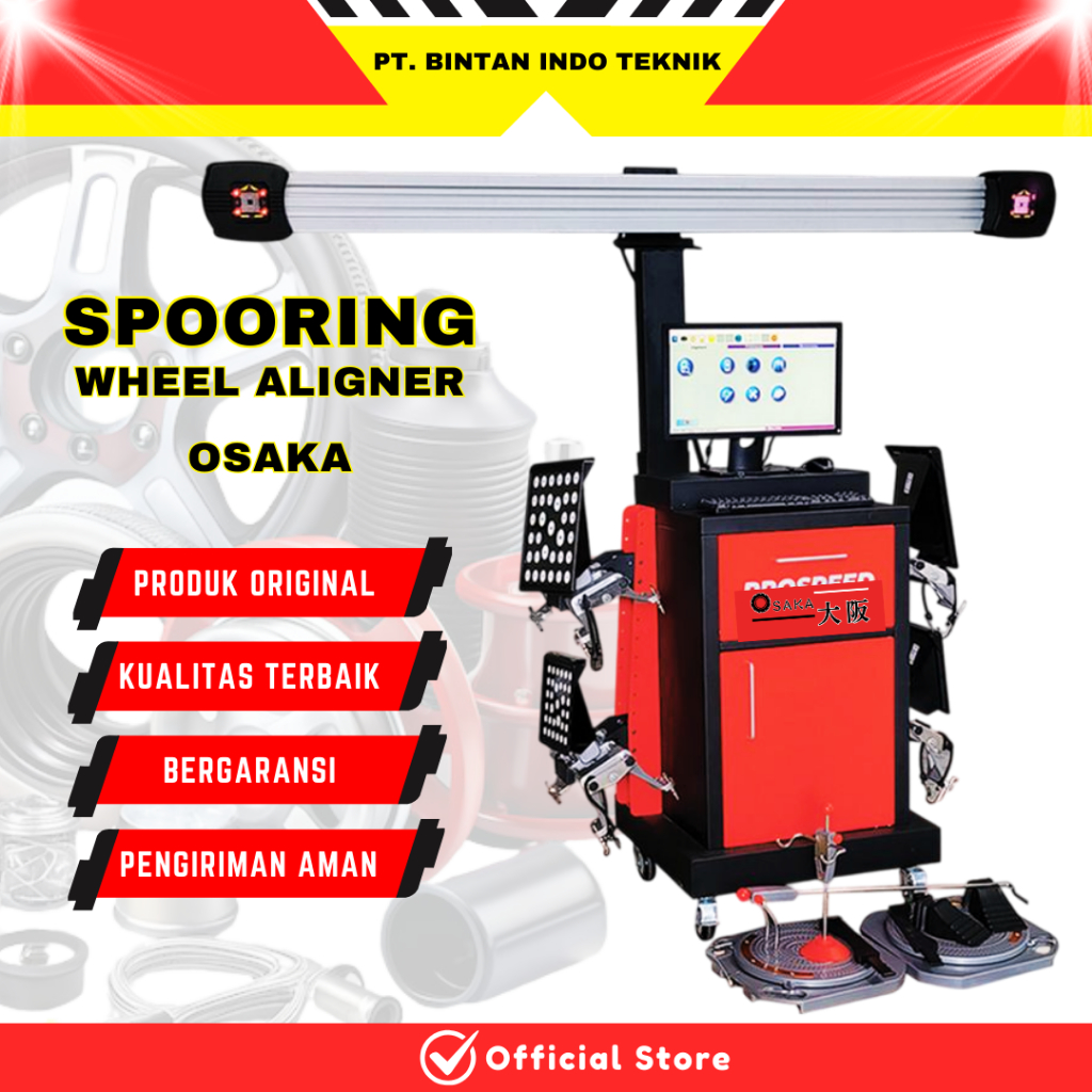 Industri Otomotif Osaka Mesin Wheel Alignment Bengkel Spooring Balancing Service Cek Kaki-Kaki
