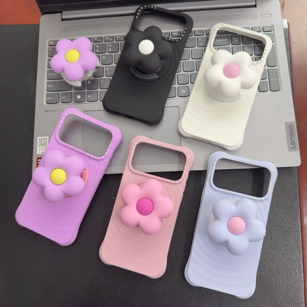 Casetify Ripple Tpu Full Cover Casing Silicone Iphone 17Promax { SET POP 3D FLOWER } Full cover Ipho