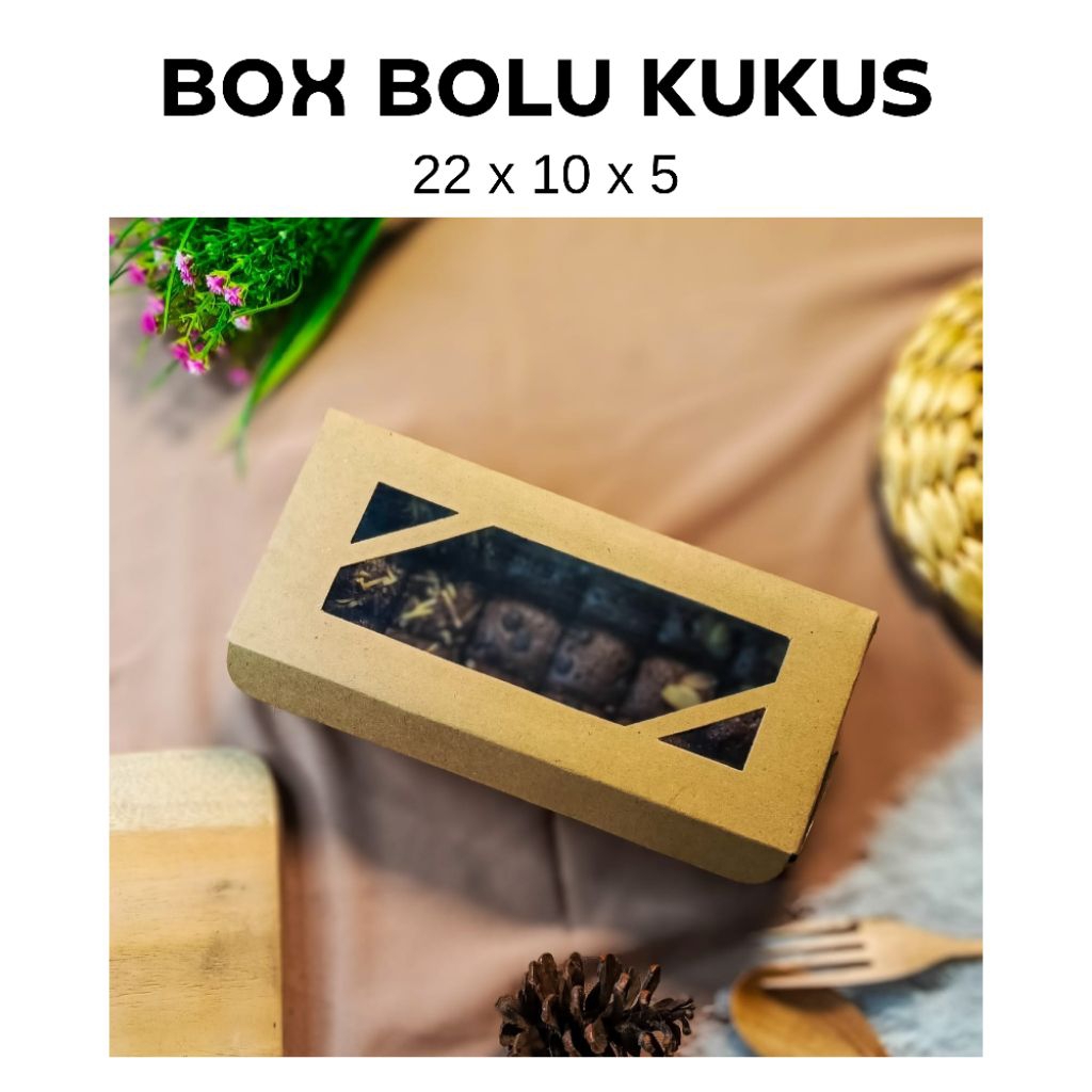 (10Pcs) Box Bolu Kukus Mika/ Box Kraft / Box Spiku / Kemasan Bolu / Box Brownies / Wadah Brownies/ B