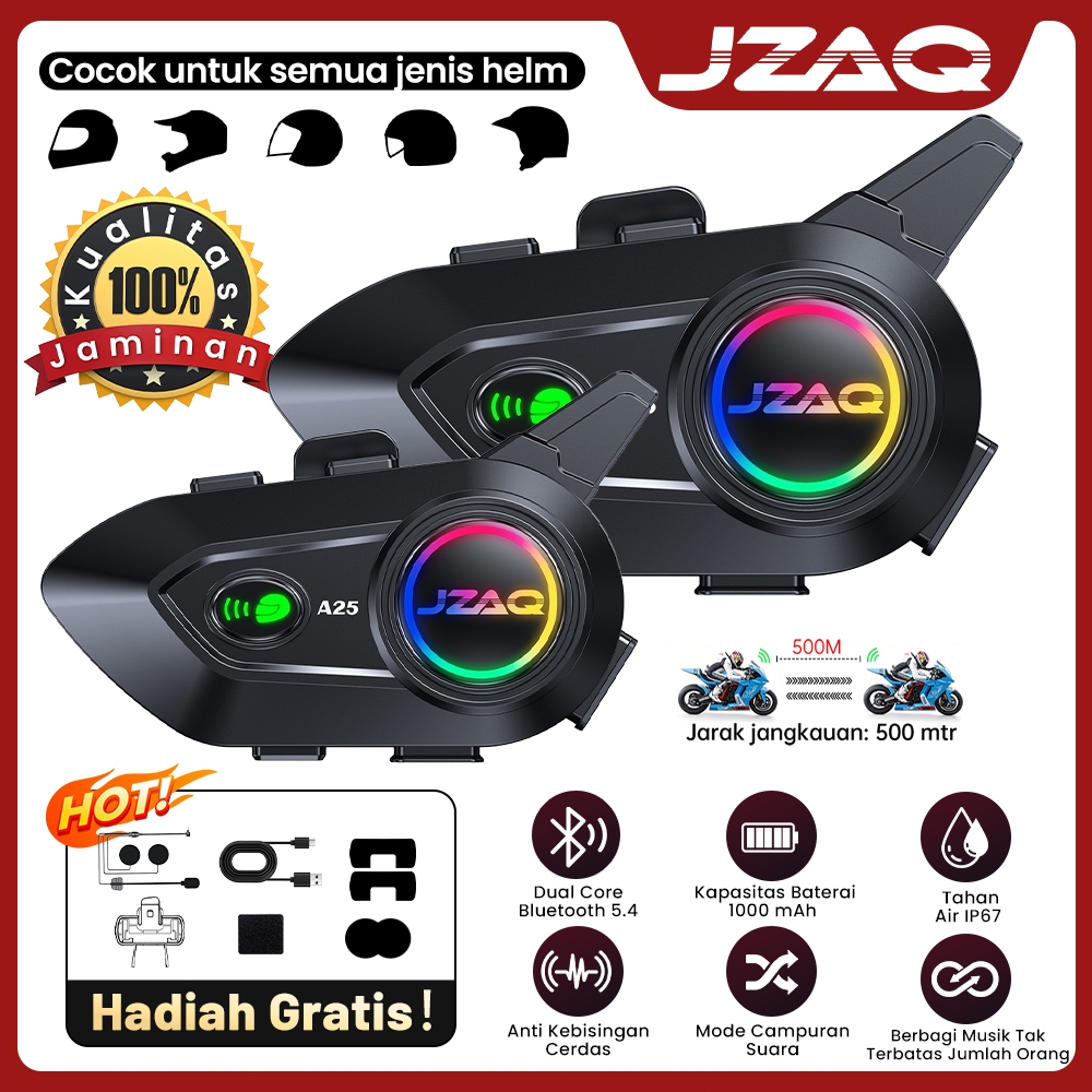 JZAQ A25 intercom helm/headset bluetooth helm motor /intercom helm waterproof/1000mAh battery/500m i