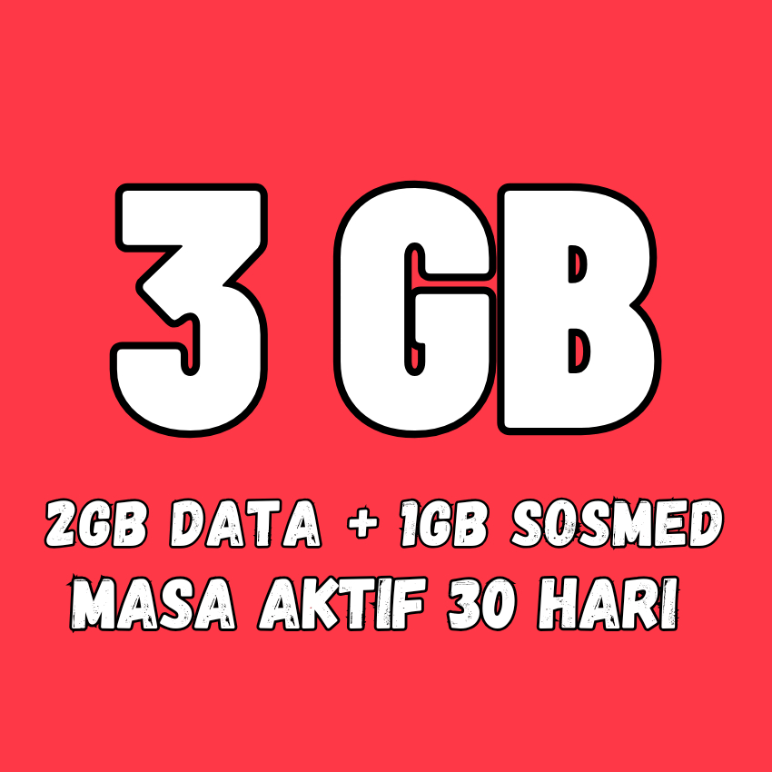 Telkomsel Data 3GB 30 Hari (2GB Data + 1GB Sosmed)