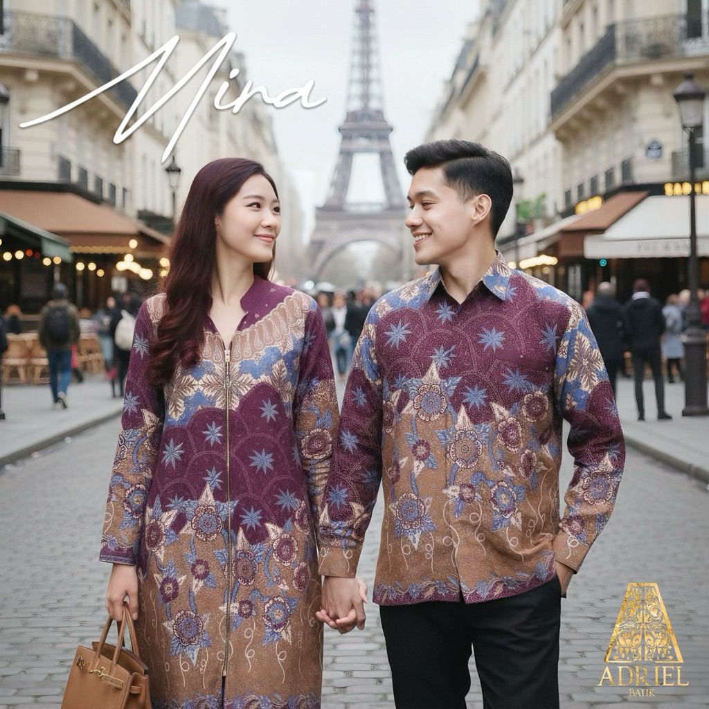 MIRA BATIK SUTRA DOBBY SUPER PREMIUM (KEMEJA PRIA / TUNIK WANITA) - Premium Solo Lengan Panjang Dobb