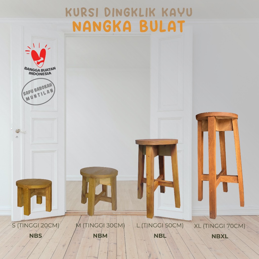 Kursi Bangku Jongkok / Dingklik Kayu Nangka BULAT