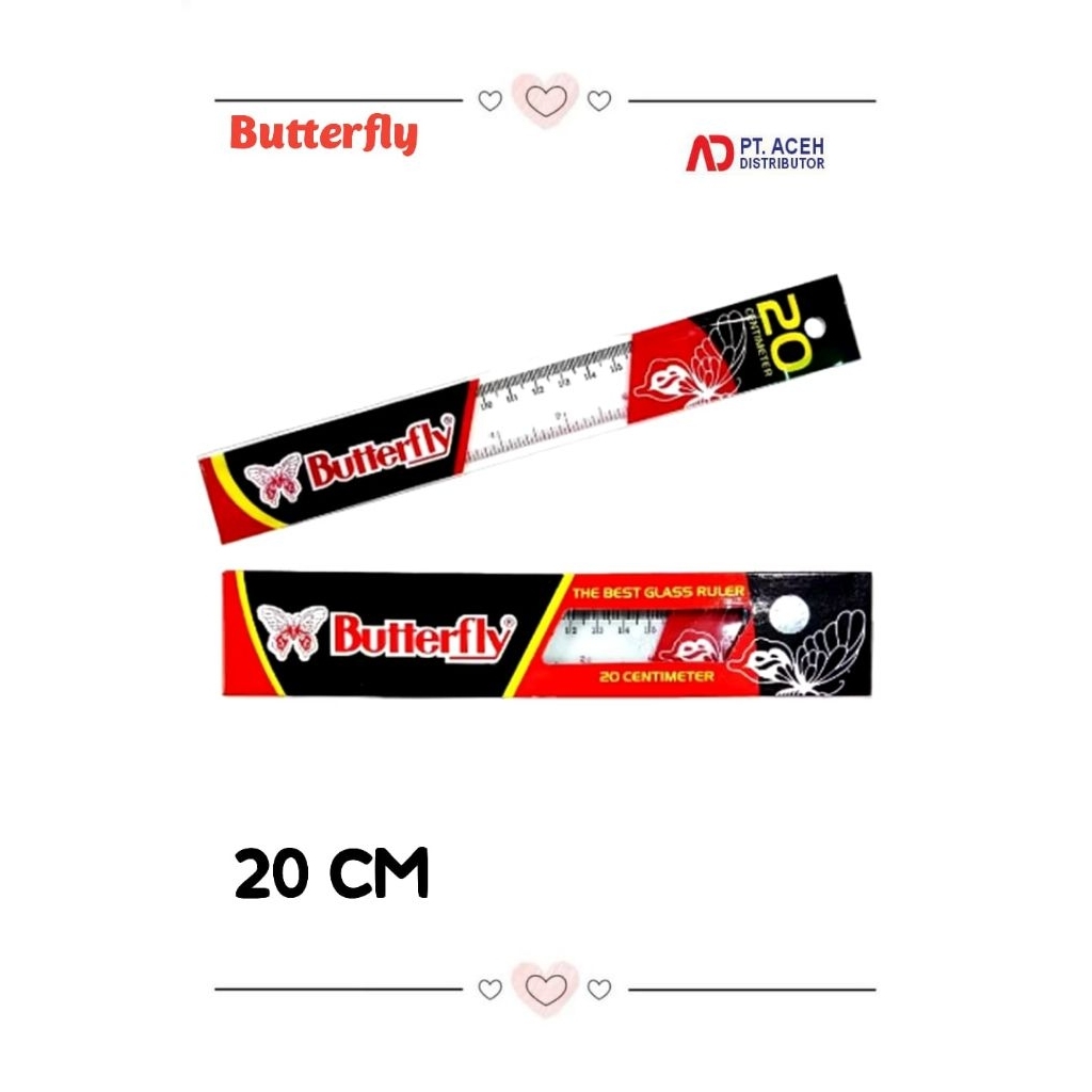 Penggaris Butterfly 20 cm - Penggaris Butterfly