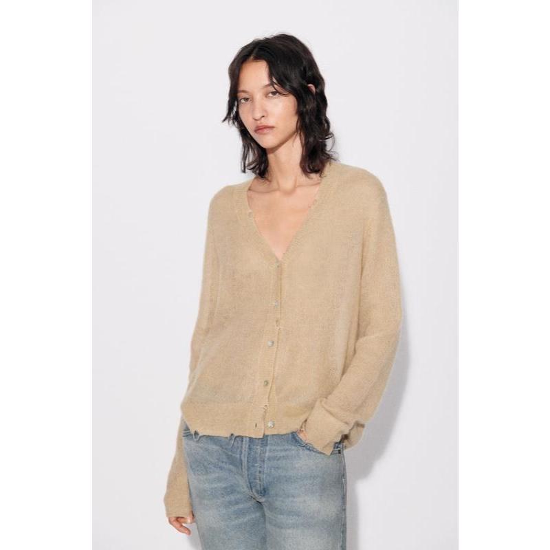 ZARA WOOL AND ALPACA BLEND KNIT CARDIGAN
