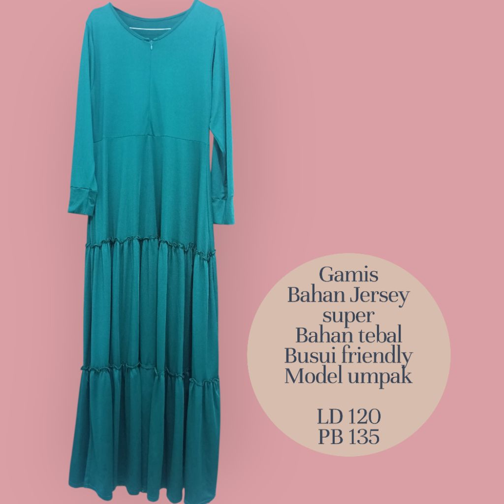 PRELOVED GAMIS MODEL UMPAK WAENA HIJAU EMERALD