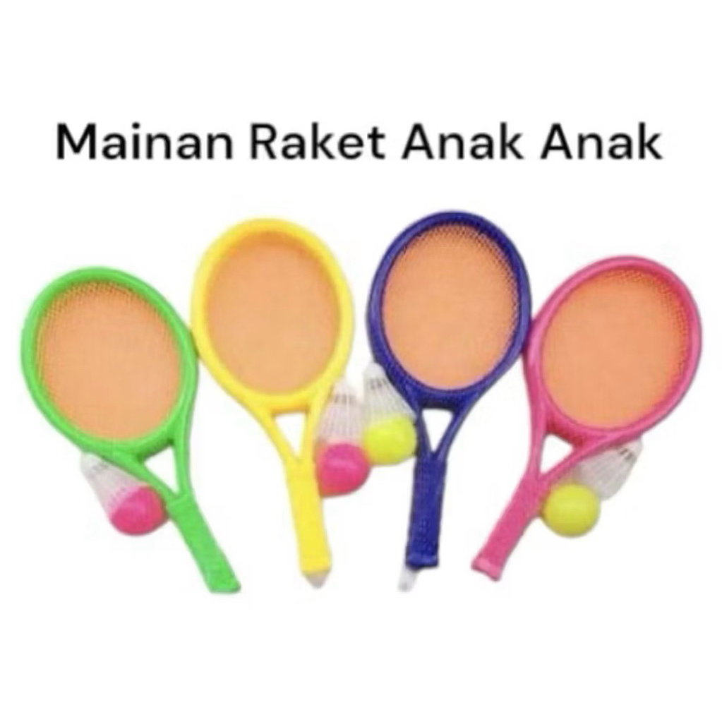 12 mainan raket tenis mainan raket isi 2 pcs anak-anak/ mainan mini tenis bahan plastik/ mainan anak