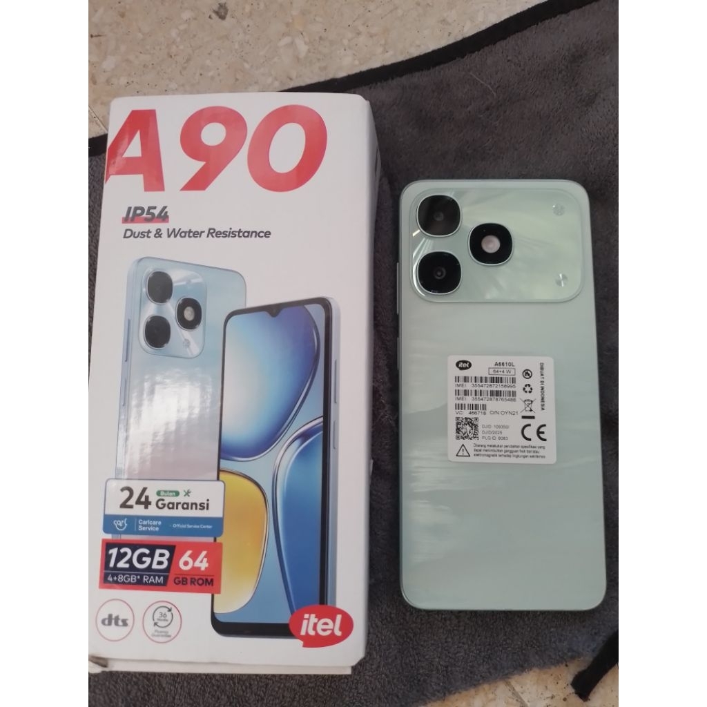 (PRE-LOVED) Handphone HP Android Smartphone merk Itel seri A90 warna Cosmic Green RAM Memori besar F