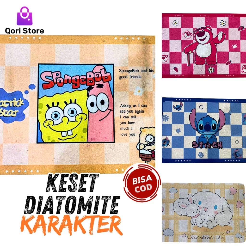 Keset Kaki Diatomite Karakter Anti Slip / Keset Karet Diatomite / Keset Karet Ruang Tamu / Keset Kar