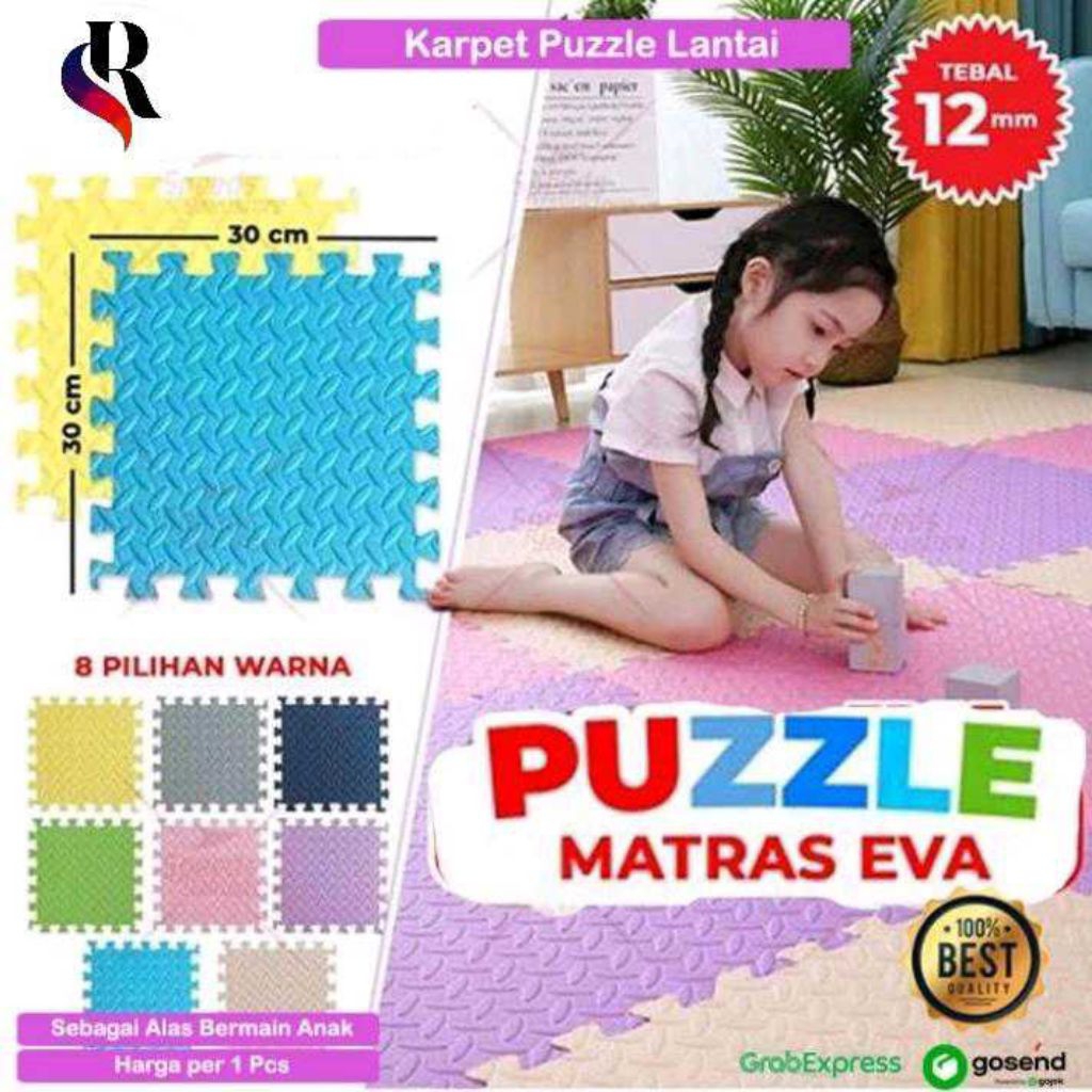 Matras Puzzle 30×30 Lantai Evamat Satuan Karpet Alas Bermain Anak Alas Lantai Olahraga Lembut Tebal 