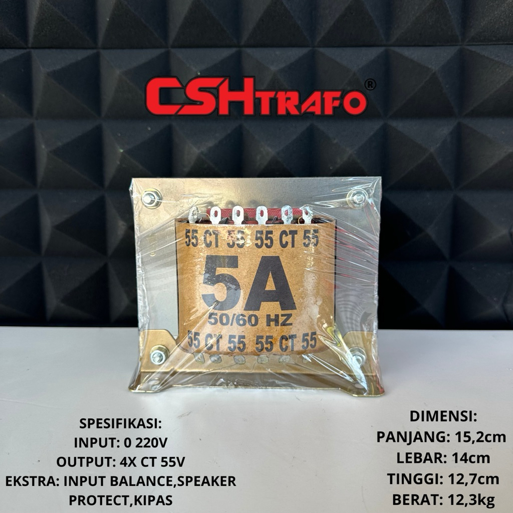 Trafo Kotak CSH Premium Quality (trafo besar) 100% Tembaga Murni 5A CT 32V, 45V, 55V, 65V & non CT
