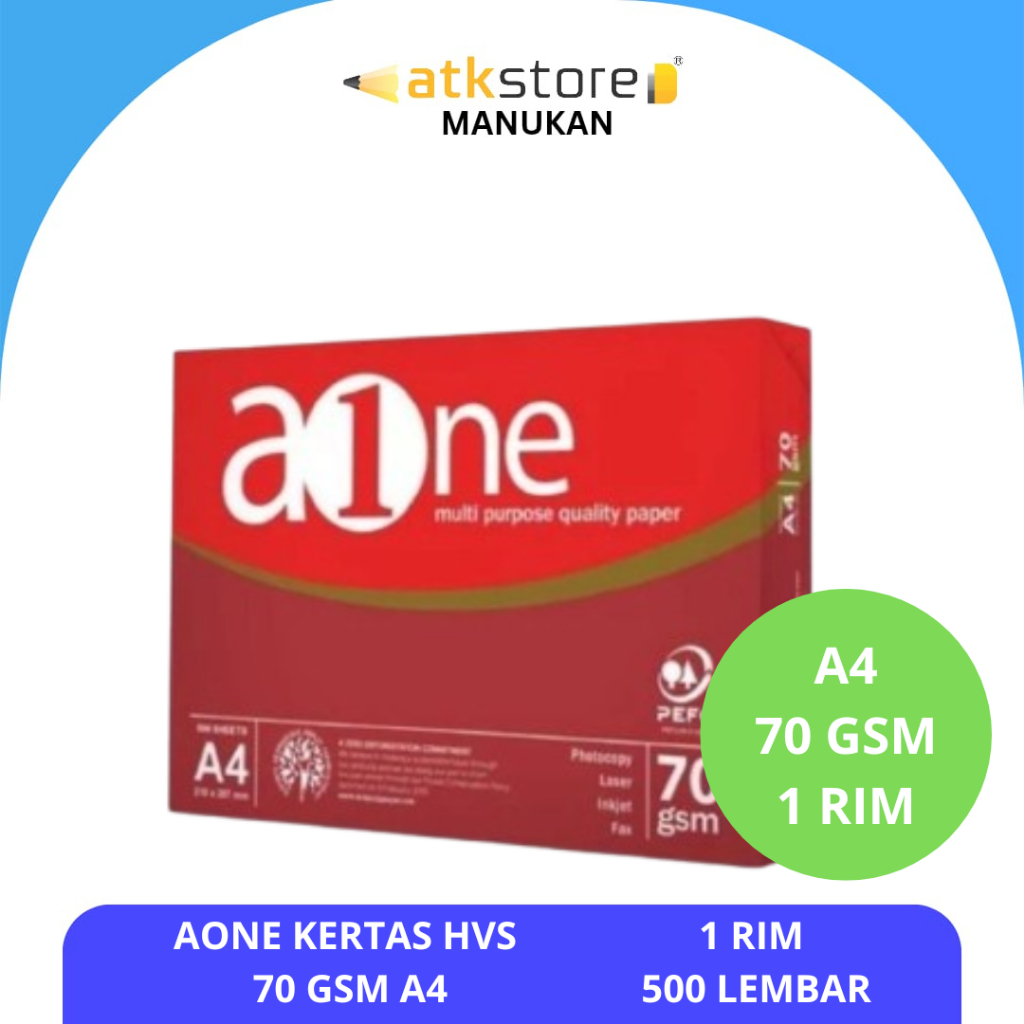 [1 RIM] Kertas HVS AONE A4 70 GSM 1 RIM - Kertas HVS / Fotocopy