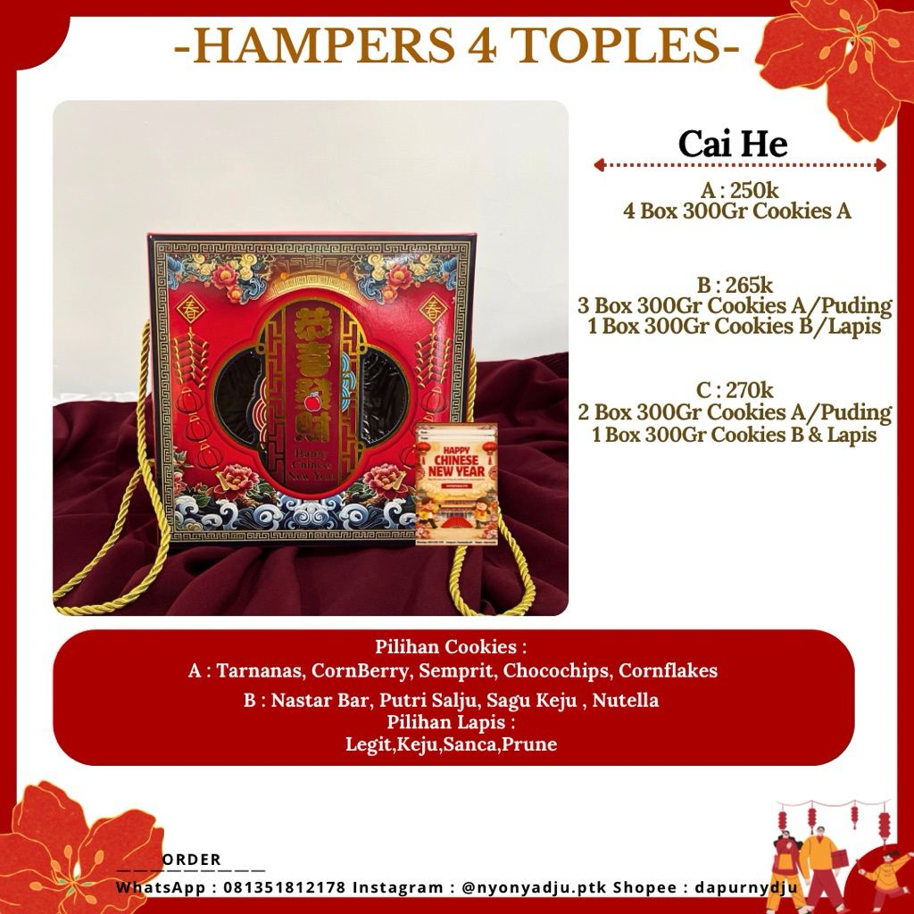 Hampers Imlek 2026 : Isi 4 Toples | Hampers Imlek 2026 | Parsel Imlek 2026 | Hampers CNY 2026