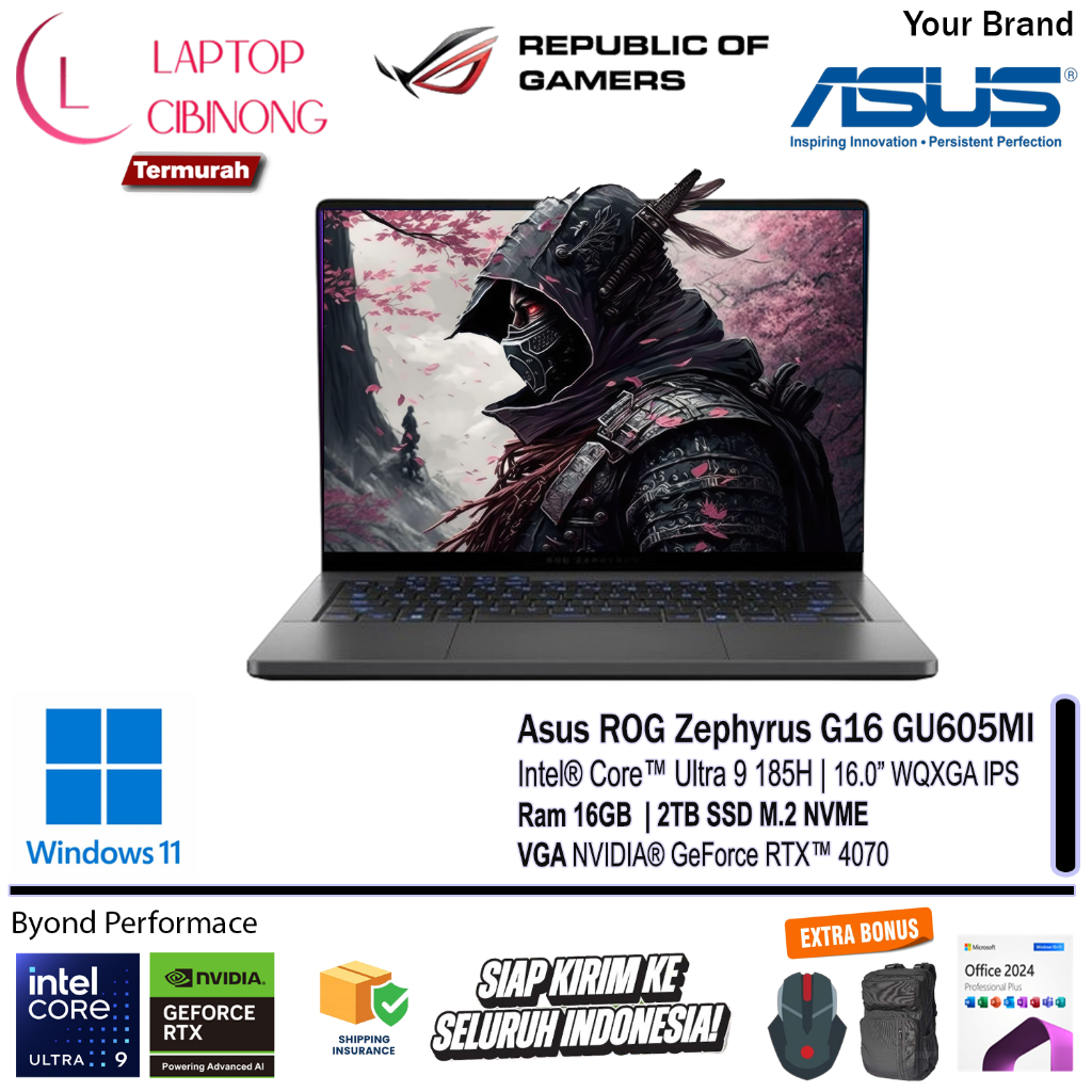 Asus Rog Zephyrus G16 OLED GU605MI Intel Ultra 9 185H Nvidia RTX4070 WQXGA 240Hz Windows 11 Grey