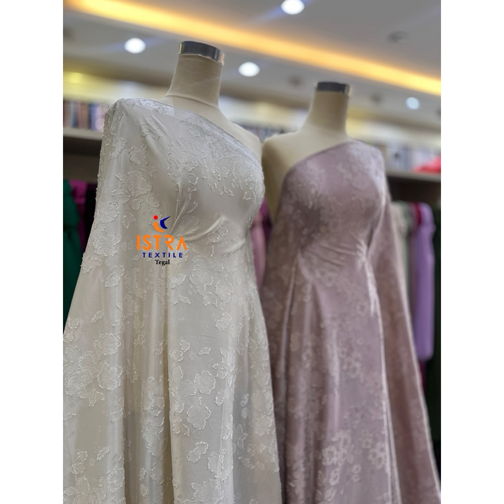 Kain Armany Floral Jacquard Embos Timbul Armani Silk Silky Motif Bunga Premium Grade A Lemes Jatuh D