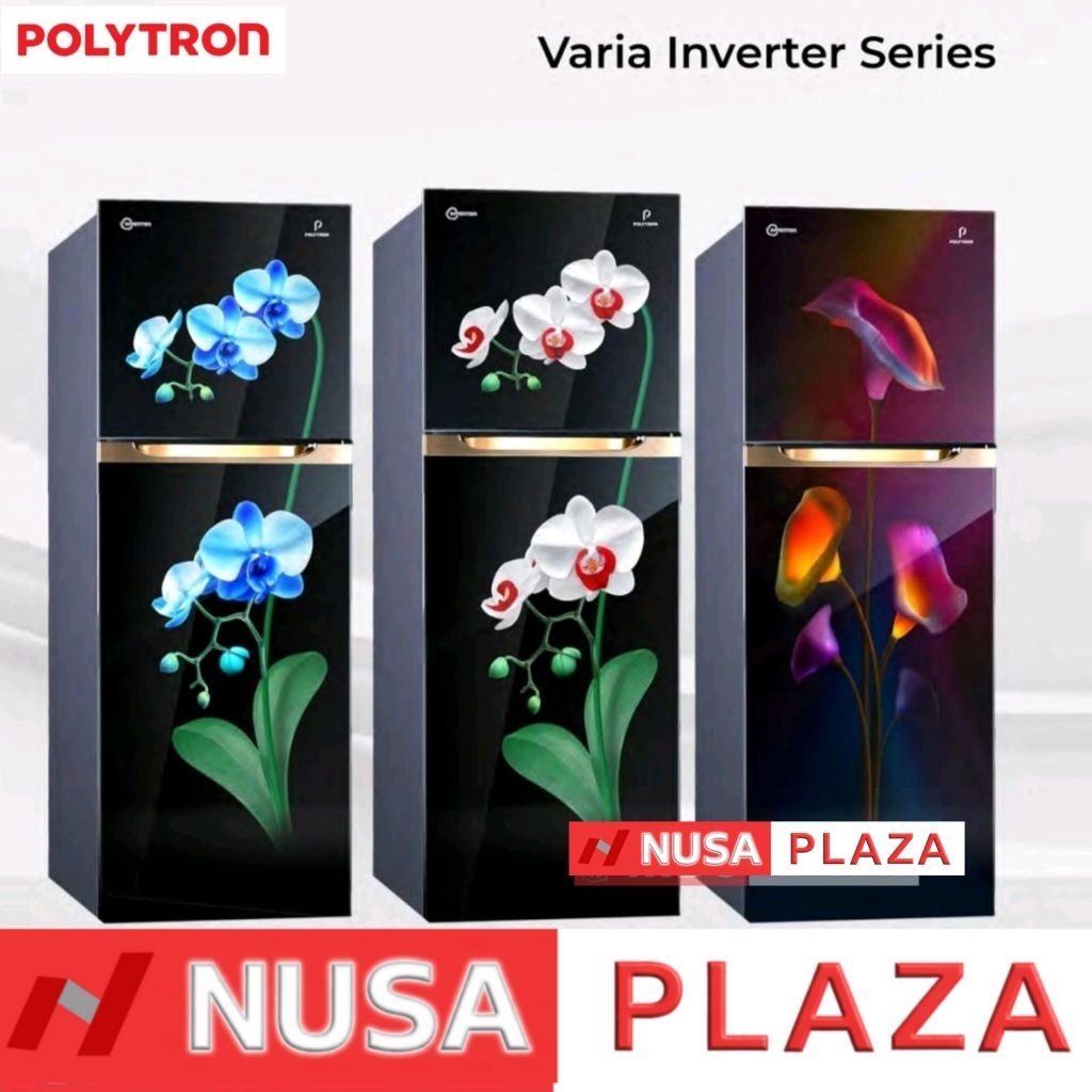 KULKAS POLYTRON 2 PINTU INVERTER PRM-495MO/MT BELLEZA MODEL BUNGA KACA (KHUSUS MEDAN)