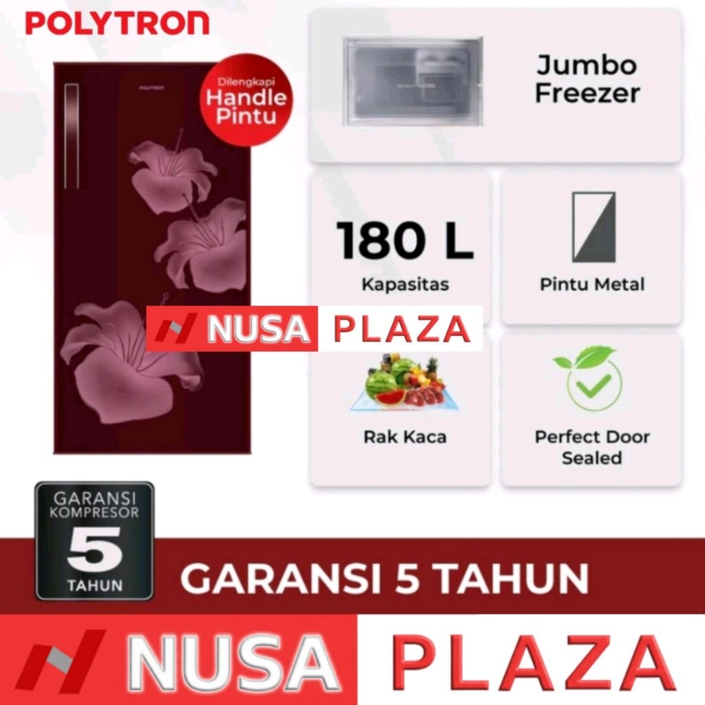 KULKAS POLYTRON 1 PINTU PRB-186 GAGANG PINTU (KHUSUS MEDAN)