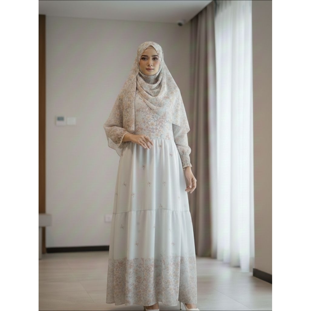 NEW GAMIS + FREE KERUDUNG MOTIF SAMA WARNA MINT