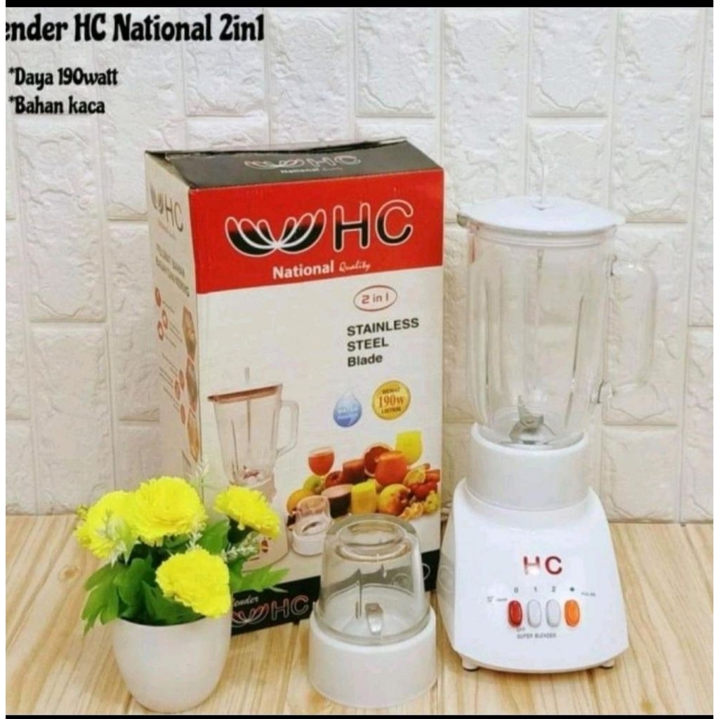 BLENDER NATIONAL HC 6 MATA PISAU 3IN1 GELAS KACA PREMIUM
