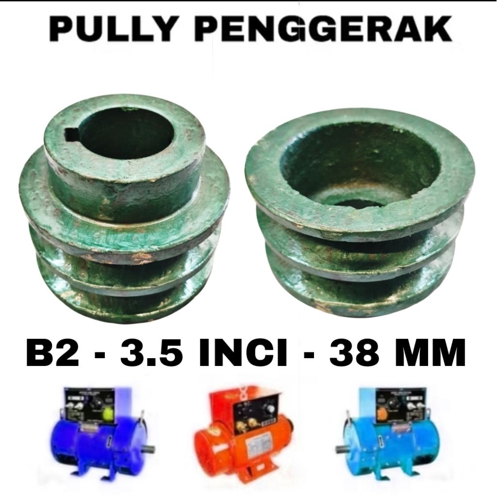 Pully Poli Penggerak Dinamo Genset ST5 5000 Kva Watt B2 4 38 mm Puli Generator 4 inci 3.5 inci 38mm