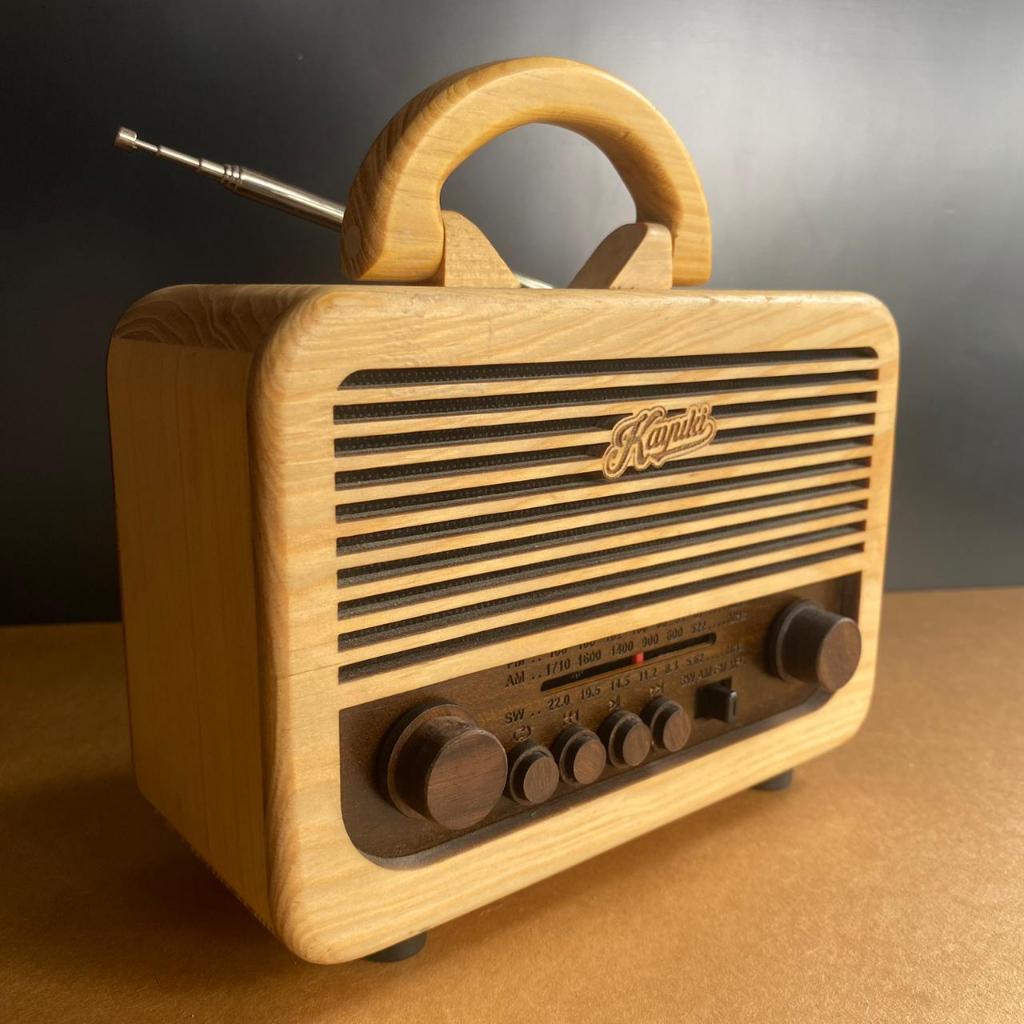 Radio Kayu Solid Bluetooth Speaker Model Jadul Vintage Klasik Retro Original Product Kayuki FM AM Ra