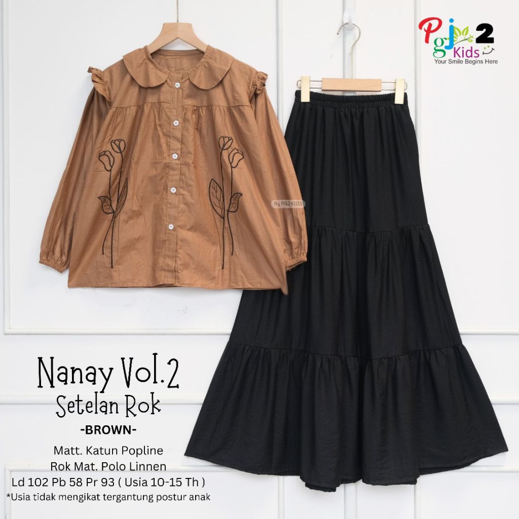 SETELAN ANAK NANAY SET TEEN VOLL 2 BAHAN KATTON POPLINE SET ROK POLO LINEN USIA ANAK 10-15 TAHUN BY 